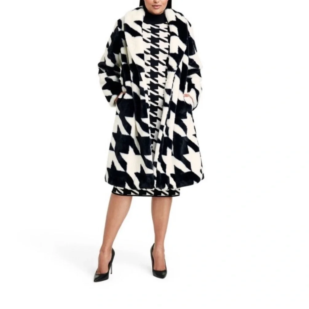 ๐ SERGIO HUDSON x Target Houndstooth Sweater Midi Dress Black White - Picture 7 of 17